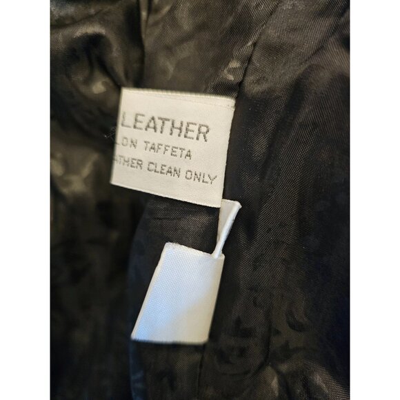 VTG Winlit Leather Trench Medium retro goth vamp 80s black - Picture 4 of 14